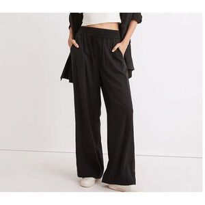 MADEWELL | Black Pull-On Carley Wide-Leg Pants in Softdrape | Size Extra Large